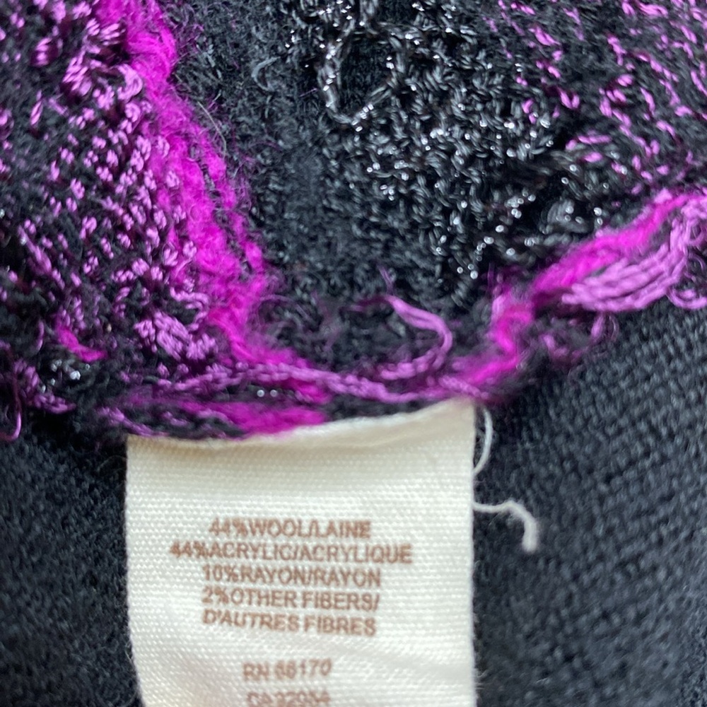 Free People Wool Blend Knit Black & Purple Cropped Long-Sleeve Sweater - Picture 4 of 4